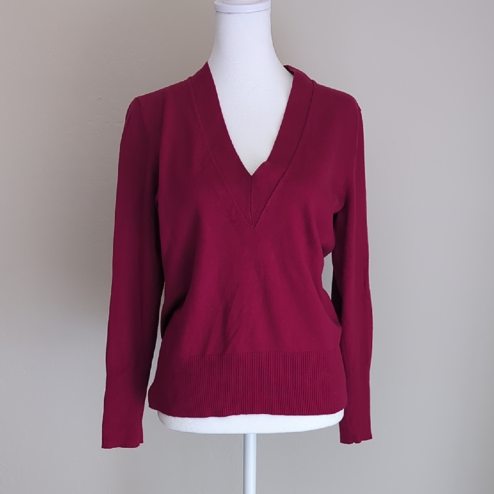 Banana Republic V-Neck Sweater - Deep Red, M/P